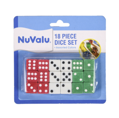 NUVALU DICE 18PCS W/ASST COLORS 1CT