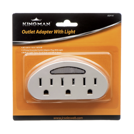 KINGMAN OUTLET 3-3 PRONG LONG "ETL" W/INDICATOR 1CT