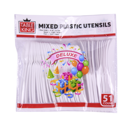 TABLE KING PLASTIC CUTLERY COMBO 51PK 1CT