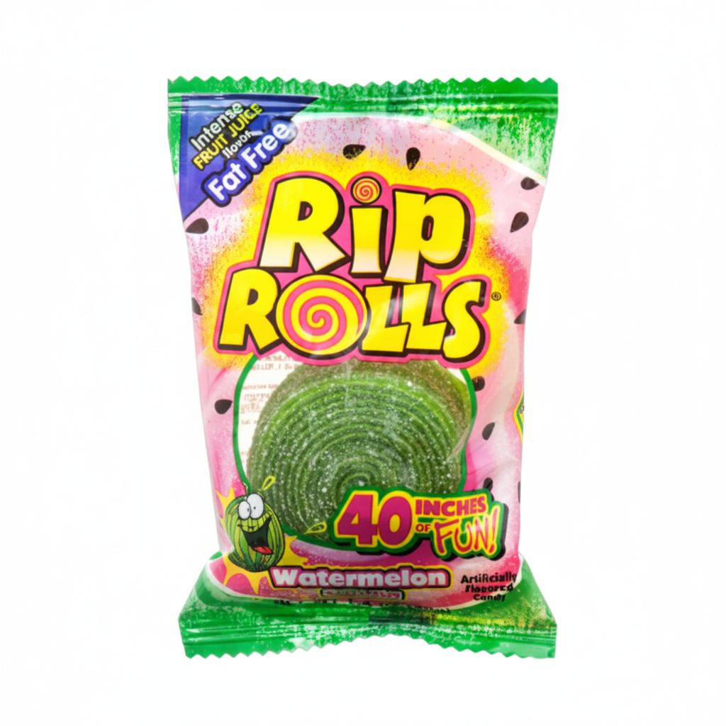 CANDY RIP ROLL SOUR CANDY WATERMELON 24CT