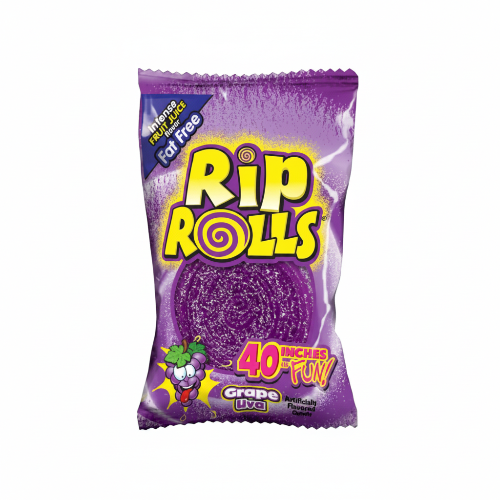 CANDY RIP ROLLS GRAPE 1.4 OZ 24CT
