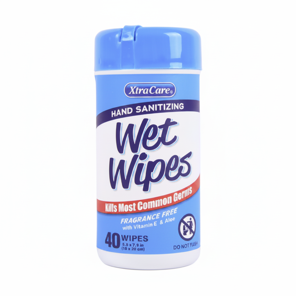 XTRACARE HAND SANITIZING WIPES FRAGRANCE FREE 40PK 1CT