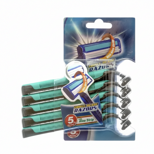 RAZORS 5PC W/LUBRICATING STRIP 1CT