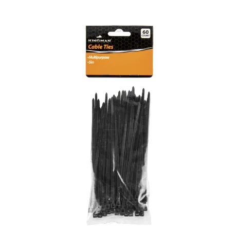 KINGMAN CABLE TIE 0.14" X 5.9" BLACK 60PCS 1CT