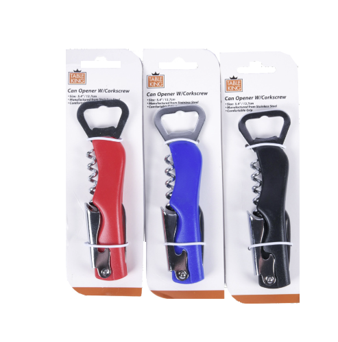 BOTTLE OPENER W/CORKSCREW & ASST CLR 1CT