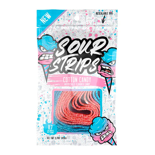CANDY SOUR STRIPS COTTON CANDY 3.40OZ 1CT
