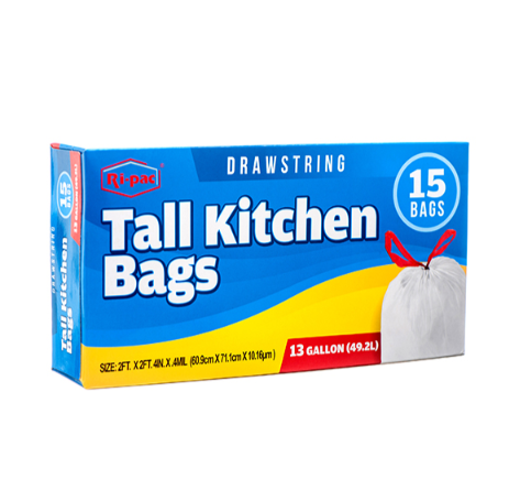 TRASH BAG 13GAL 15 CT WHT