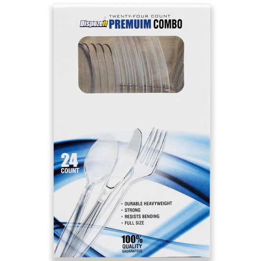 UTENSILS DISPOZEIT PLASTIC CUTLERY 24PK HEAVY DUTY COMBO BOXED 1CT
