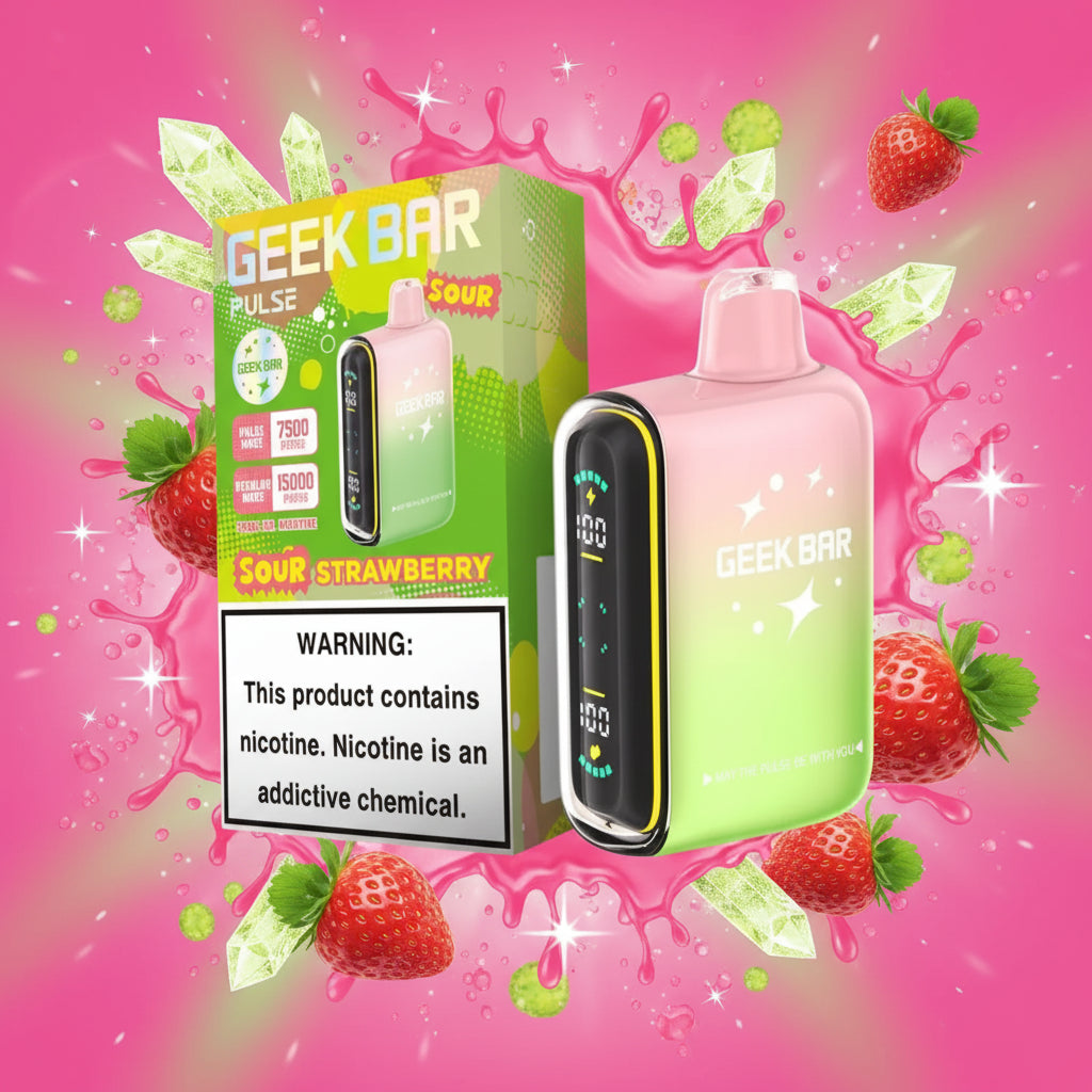 VAPE GEEK BAR PULSE JUICY SOUR STRAWBERRY 5PK
