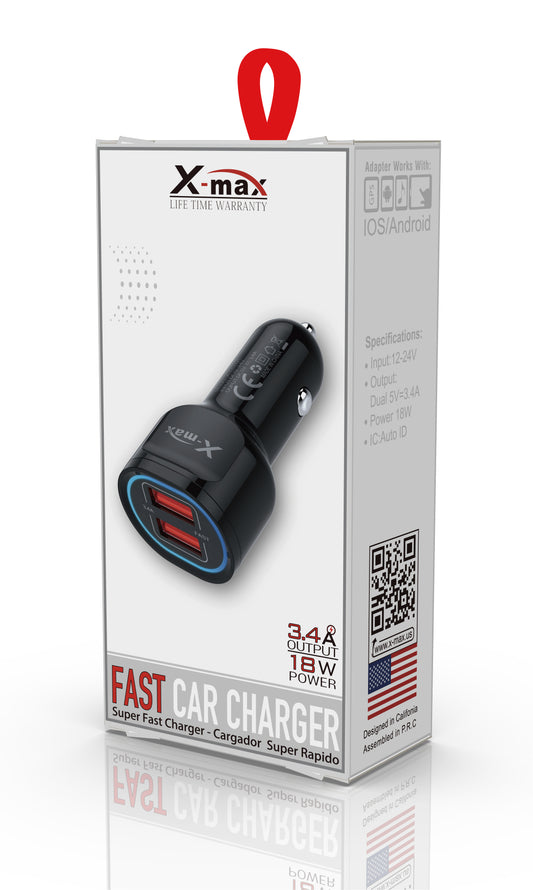 ACCESSORIES ADAPTER 2 USB BLK 18W 1CT