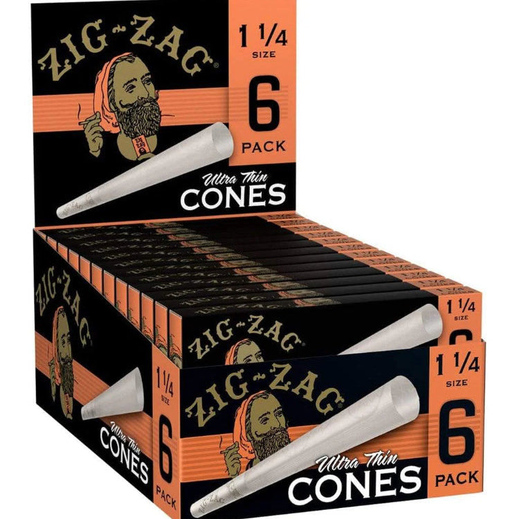 ZIG ZAG CONES ORANGE 1 1/4 6PK