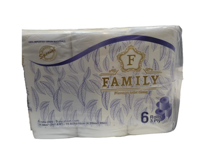 BATHROOM TISSUE FAMILY 3 PLY 6 PACK 8CT