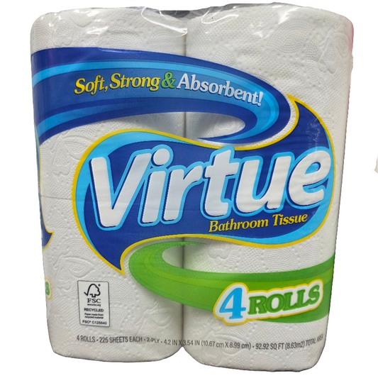 BATHROOM TISSUE VIRTUE NONSCENTED 4PK 12CT