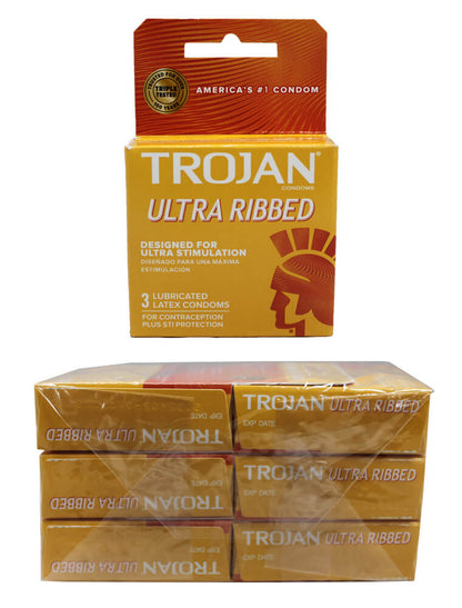 CONDOM TROJAN ULTRA RIBBED 6PK