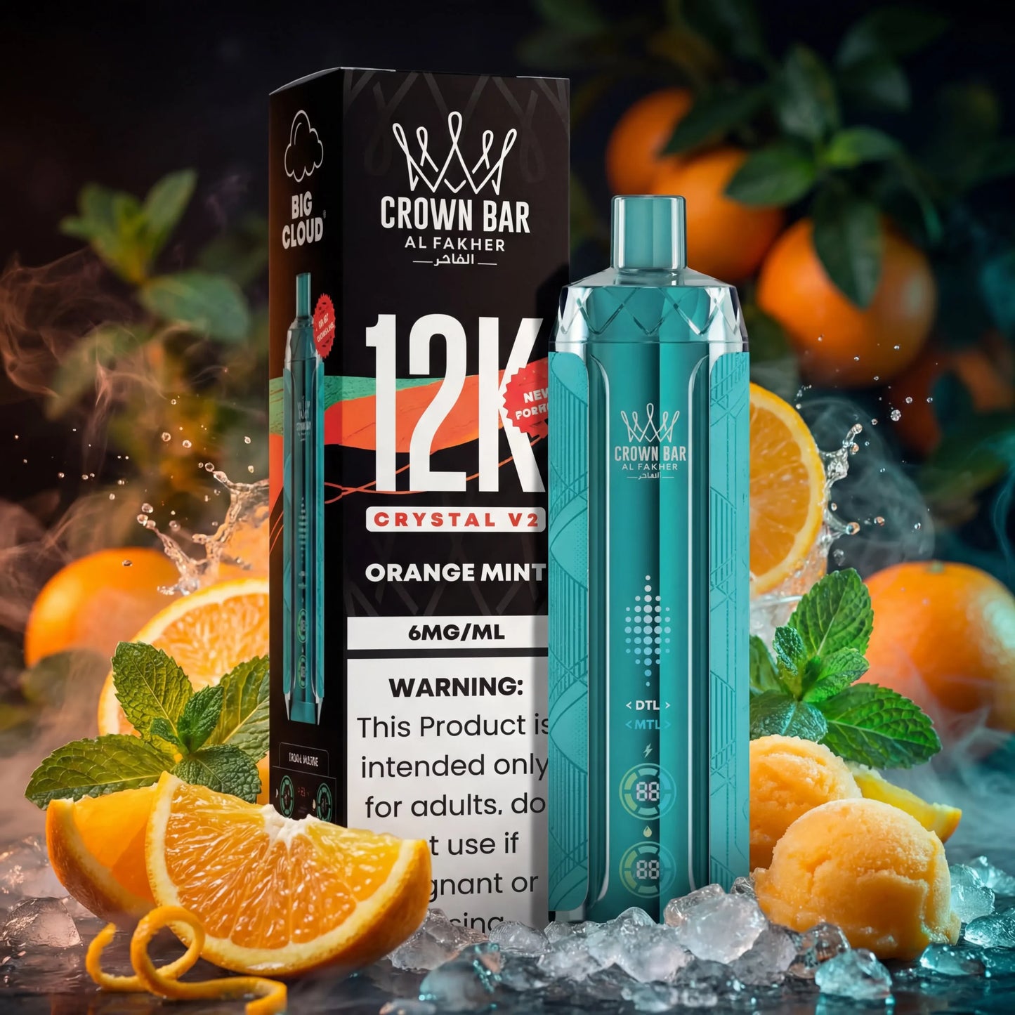 VAPE CROWN BAR VAPE AL FAKHER 12K 5PK  ORANGE MINT