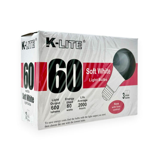 K-LITE SOFT WHITE LIGHT BULB 3 PACK 120V 60W 1CT