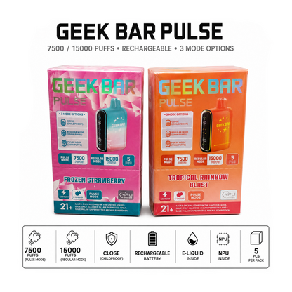 Geek Bar Pulse Frozen Strawberry and Tropical Rainbow Blast