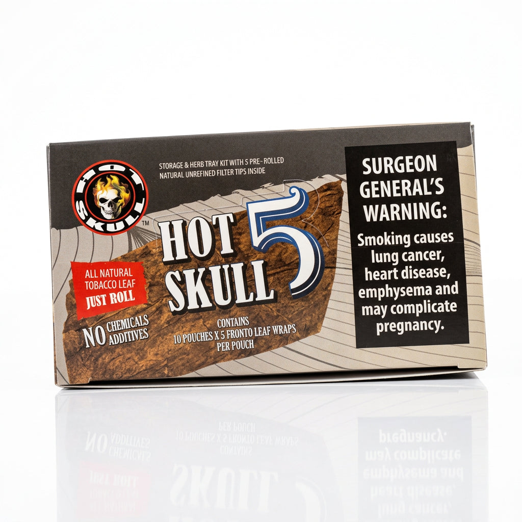 Hot Skull 5 display box - 10 pouches with five fronto leaf wraps per pouch