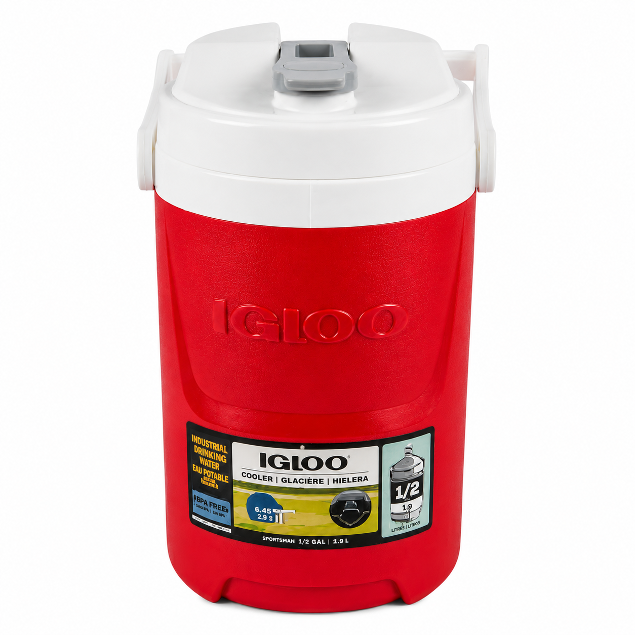 Igloo Laguna R-Star red half-gallon cooler on white background