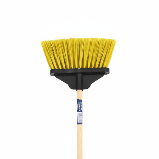 FAN BROOM SHORT W/WOOD HANDLE 1CT