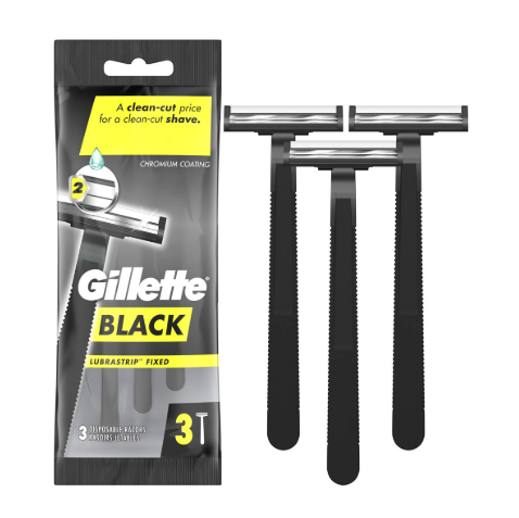 RAZORS GILLETTE 3CT BLACK FIXED 1CT