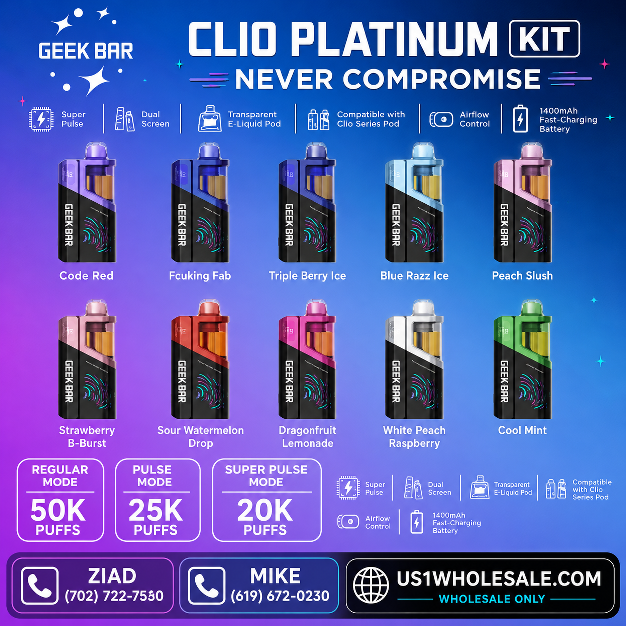GEEK BAR CLIO KIT 50K VAPE 5PK
