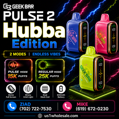 GEEK BAR PULSE2 HUBBA 25K VAPE 5PK