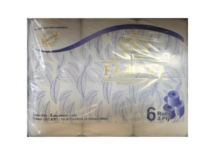 BATHROOM TISSUE FAMILY 3 PLY 6 PACK 8CT
