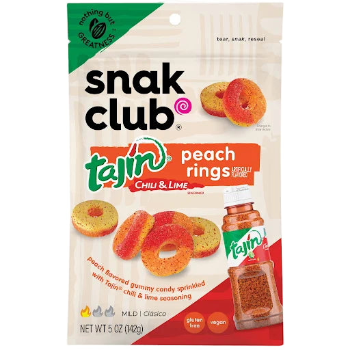 SNAK CLUB PEACH RINGS CHILI LIME TAJIN 5OZ 1CT