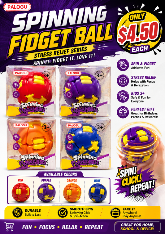TOYS SPINNING FIDGET BALL 12CT