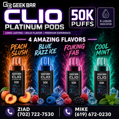 GEEK BAR CLIO PODS 50K VAPE 5PK