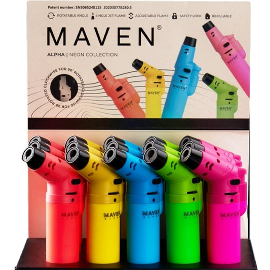 LIGHTER MAVEN TORCH ALPHA NEON 15PK 1CT