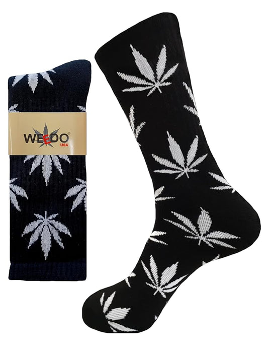 SOCKS WEEDO LONG BLK/WHITE 12PK