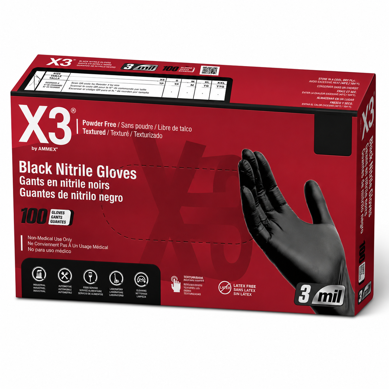 BLACK X3 NITRILE GLOVES(XL) 1000PK