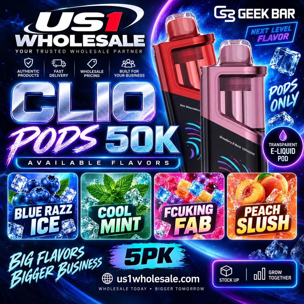 GEEK BAR CLIO PODS 50K VAPE 5PK