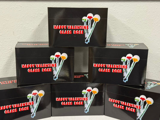 VALANTINE GLASS ROSE 4 INCH 24CT 1 BOX