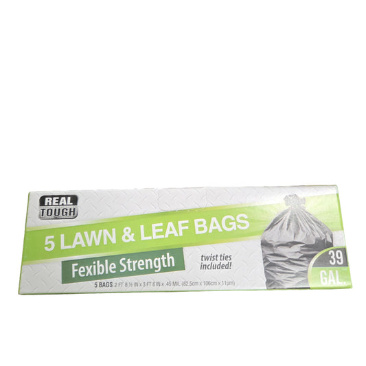 TRASHBAG REAL TOUGH LAWN/LEAF W/TWIST 5PK 39GAL 1CT