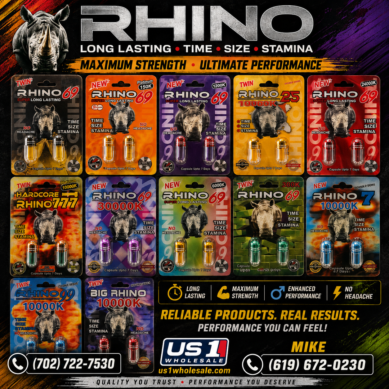 RHINO SOUBLE PILLS ENHANCEMENT SEX 24PK