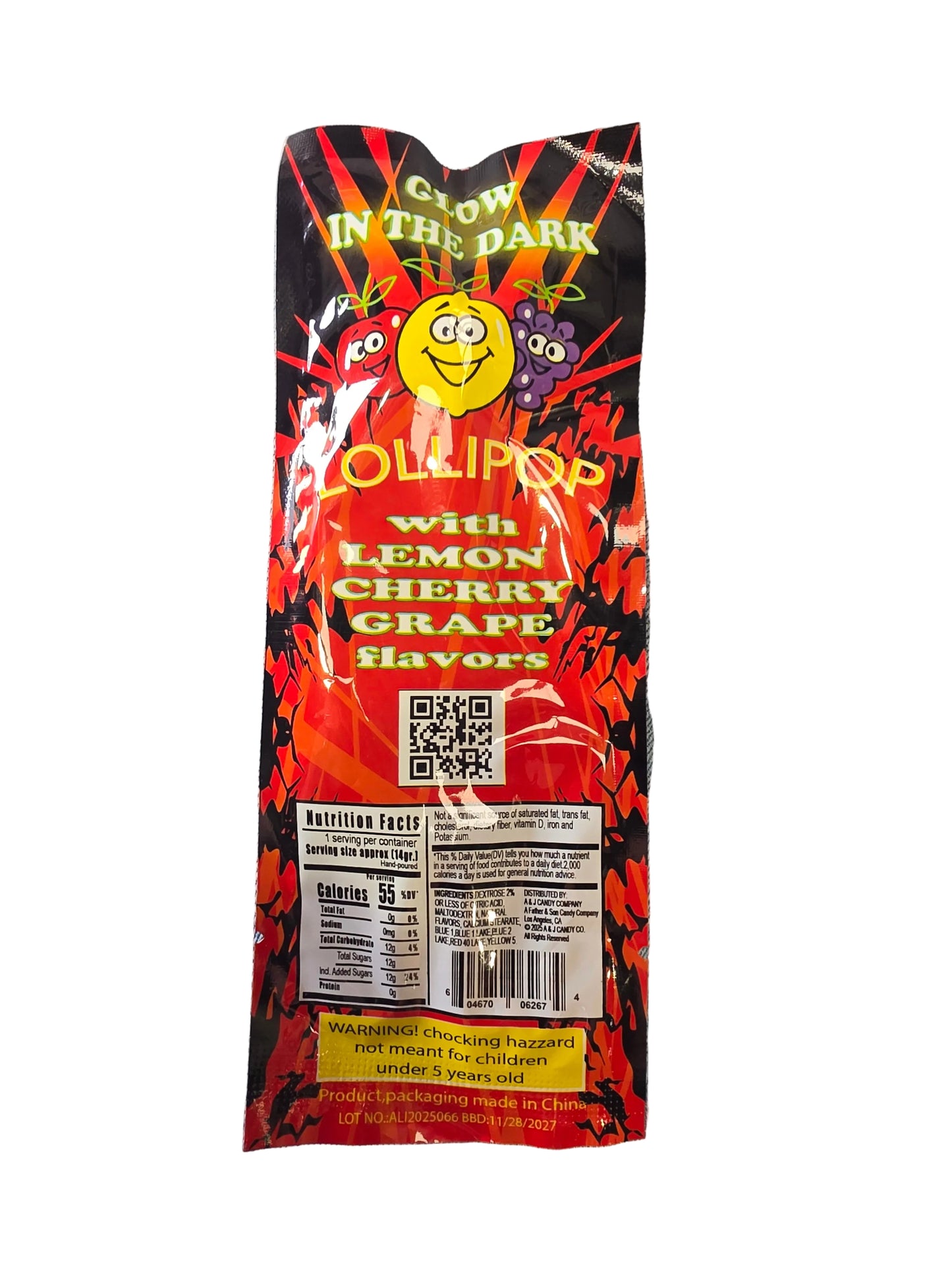 CANDY LOLLIPOP GLOW IN THE DARK SENOR BONES 30CT