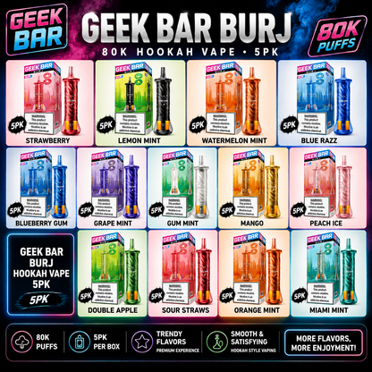 GEEK BAR BURJ HOOKAH VAPE 5PK