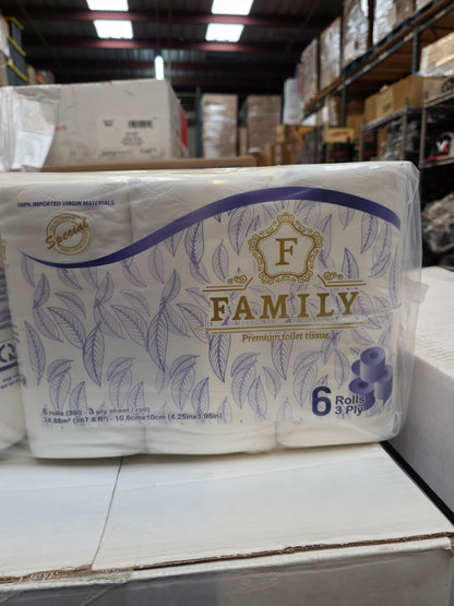 BATHROOM TISSUE FAMILY 3 PLY 6 PACK 8CT