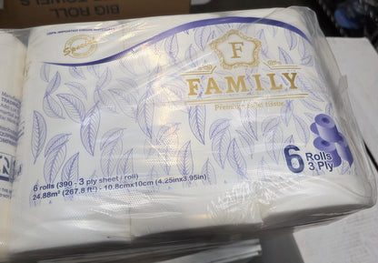 BATHROOM TISSUE FAMILY 3 PLY 6 PACK 8CT