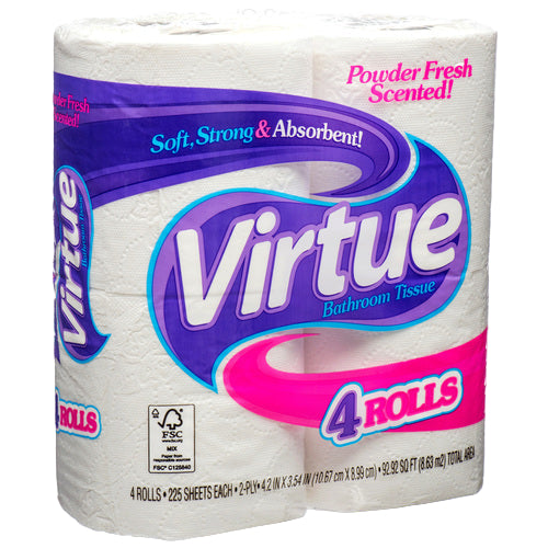 BATHROOM TISSUE VIRTUE FRESH SCENTED 4PK 12CT