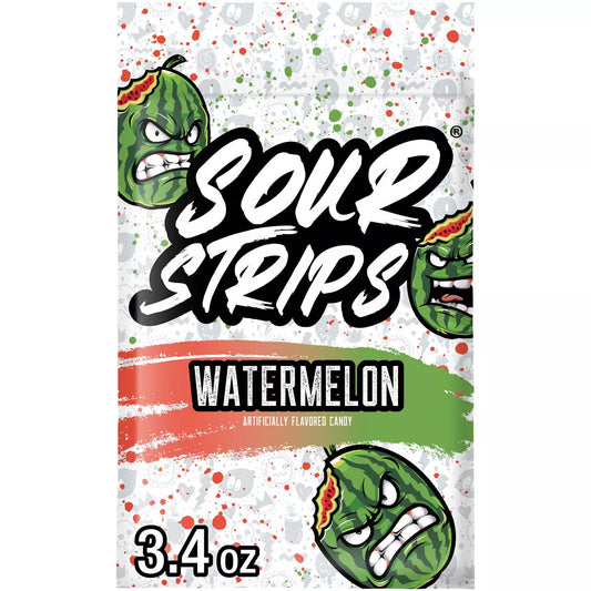 CANDY SOUR STRIPS WATERMELON 3.40OZ 1CT