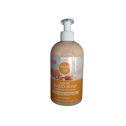 SOAP SIMPLY  HAND WASH 16.9OZ MILK&HONEY 500ML 1CT