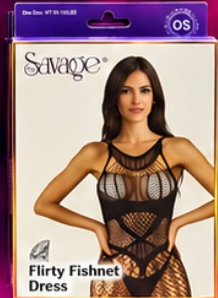 Savage Flirty Fishnet Dress - Black