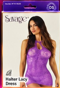 Savage Halter Lacy Dress - Purple