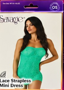 Savage Lace Strapless Mini Dress - Mint