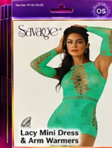 Savage Lacy Mini Dress & Arm Warmers - Mint