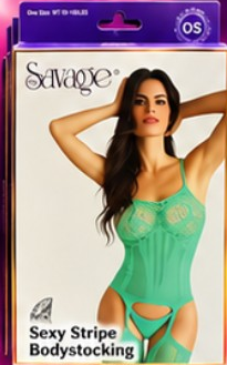Savage Sexy Stripe Bodystocking - Mint